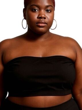 Strapless Plus Size Comfortable Wireless Hook-Side Closure Silicone Bra-BLK NWOT